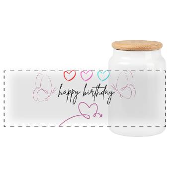 happy_birthday - Boîte à biscuits avec couvercle en bois - blanc - Devant