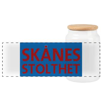 Skånes Pride-Emblem - Panorama Keksdose mit Holzdeckel - Weiß - Vorne