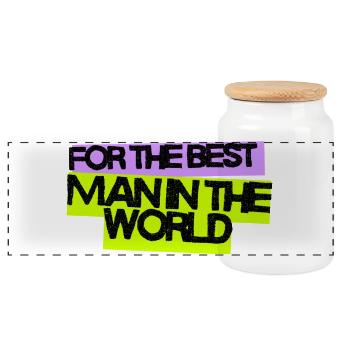 For the best man in the world - Panorama Keksdose mit Holzdeckel - Weiß - Vorne