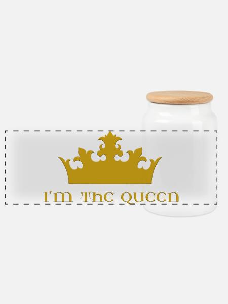 I'm the queen - Panorama Keksdose mit Holzdeckel - Weiß