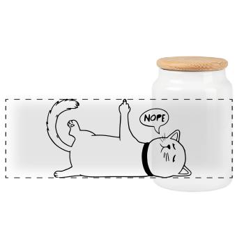 Faul Katze Katzenliebhaber Katzenbesitzer Spruch - Panorama Keksdose mit Holzdeckel - Weiß - Vorne