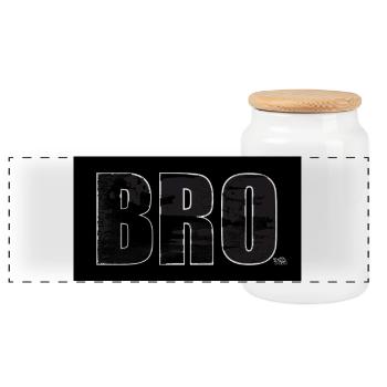 Bold BRO Distressed Typography Tee - Panoramic Cookie Jar with Wooden Lid - white - Front