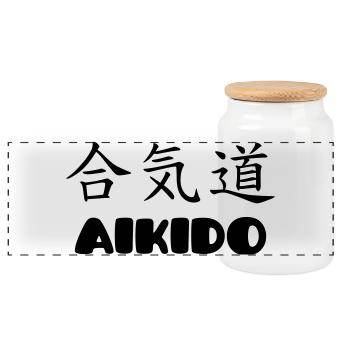Aïkido - Art Martial - Aïkidoka - Boîte à biscuits avec couvercle en bois - blanc - Devant