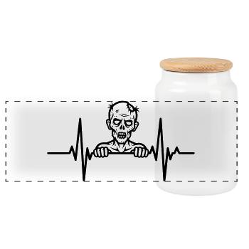 Battement de cœur zombie – ECG d’horreur - Boîte à biscuits avec couvercle en bois - blanc - Devant