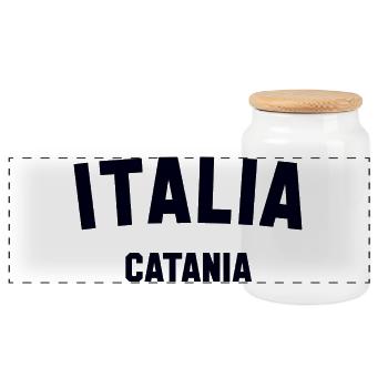 Catania Italy - Panorama Keksdose mit Holzdeckel - Weiß - Vorne