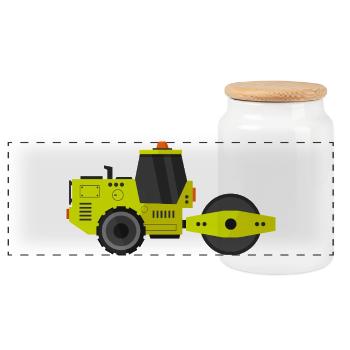 Road roller - Panoramic Cookie Jar with Wooden Lid - white - Front