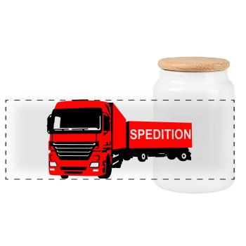 TRUCK - Panoramic Cookie Jar with Wooden Lid - white - Front