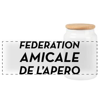 Fédération Amicale de l'Apéro - Panoramic Cookie Jar with Wooden Lid - white - Front