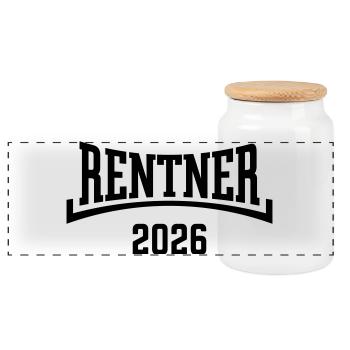 Rentner 2026 (Rente / Ruhestand / Konkav / Black) - Panorama Keksdose mit Holzdeckel - Weiß - Vorne