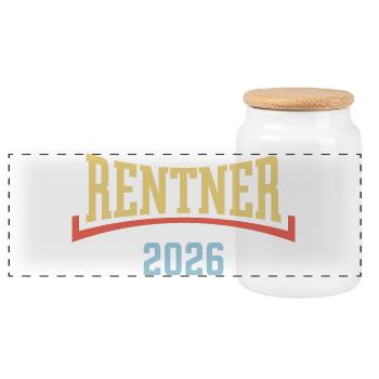 Rentner 2026 (Rente / Ruhestand / Konkav / 3C) - Panorama Keksdose mit Holzdeckel - Weiß - Vorne