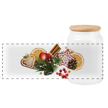 Christmas cookies - Panoramic Cookie Jar with Wooden Lid - white - Front