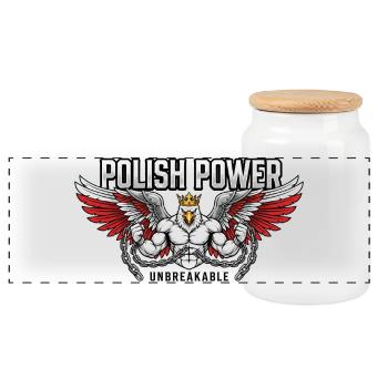 Polnische Kraft – Husaria Gym Beast - Panorama Keksdose mit Holzdeckel - Weiß - Vorne