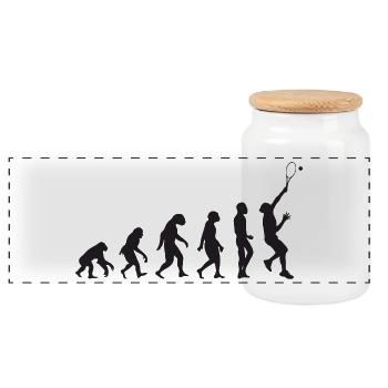 Évolution du tennis - Boîte à biscuits avec couvercle en bois - blanc - Devant