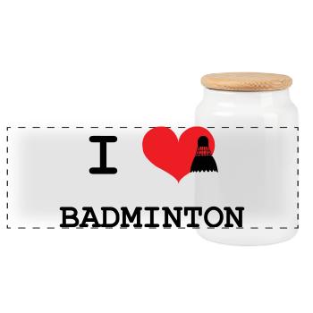 j'aime le badminton - Boîte à biscuits avec couvercle en bois - blanc - Devant