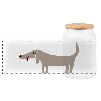 Teckel - Boîte à biscuits avec couvercle en bois - blanc - Devant