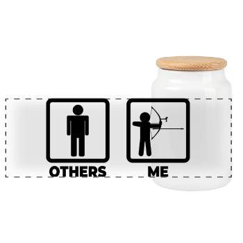 Funny archer - Panoramic Cookie Jar with Wooden Lid - white - Front