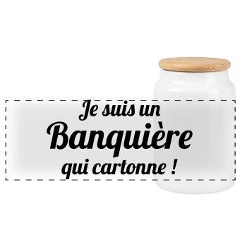 I'm a successful banker - Panoramic Cookie Jar with Wooden Lid - white - Front