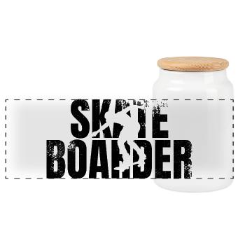 Skateboarder - Panorama Keksdose mit Holzdeckel - Weiß - Vorne