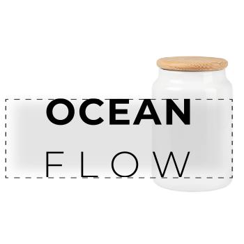 OCEAN FLOW - Minimalist Atlantic Design - Boîte à biscuits avec couvercle en bois - blanc - Devant