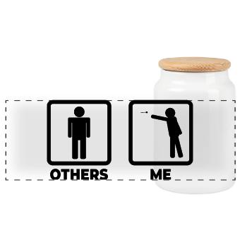Me as a darts player - Panoramic Cookie Jar with Wooden Lid - white - Front