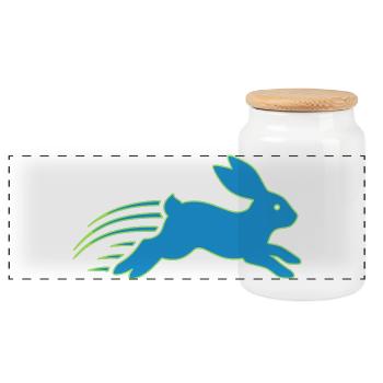 Vecteur du logo Running Bunny Speed Bunny - Boîte à biscuits avec couvercle en bois - blanc - Devant