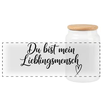 You are my favorite person – Loving design - Panoramic Cookie Jar with Wooden Lid - white - Front