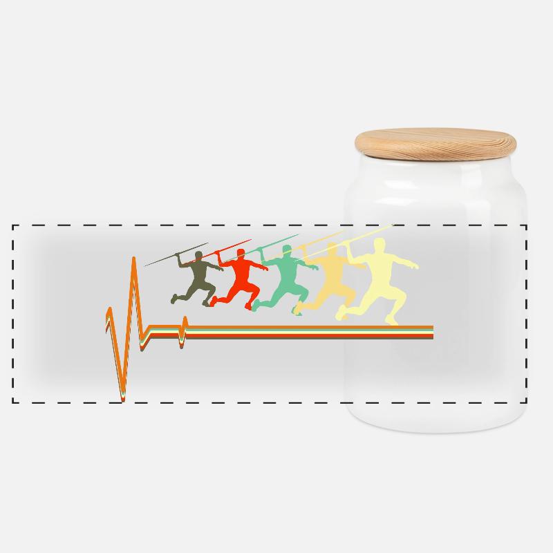 Lanceur de javelot Athlète Athlétisme au Royaume-Uni - Boîte à biscuits avec couvercle en bois - blanc