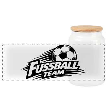 Fussball Team Symbol - Panorama Keksdose mit Holzdeckel - Weiß - Vorne
