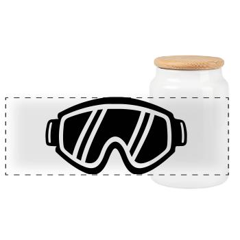 Ski goggles - Panoramic Cookie Jar with Wooden Lid - white - Front