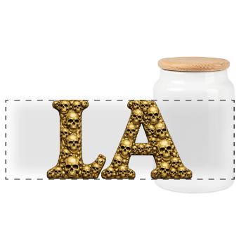 Golden Skull LA - Panoramic Cookie Jar with Wooden Lid - white - Front