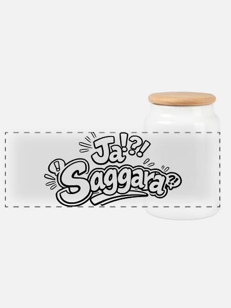 Yes Saggara - Panoramic Cookie Jar with Wooden Lid - white