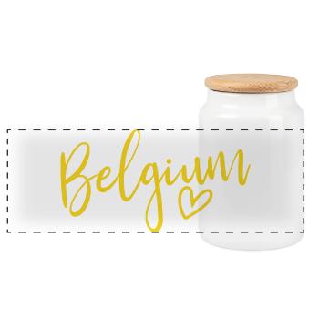 Belgisches Herz – Frauenliebe Belgien - Panorama Keksdose mit Holzdeckel - Weiß - Vorne