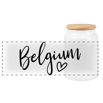 Belgisches Herz – Frauenliebe Belgien - Panorama Keksdose mit Holzdeckel - Weiß - Vorne