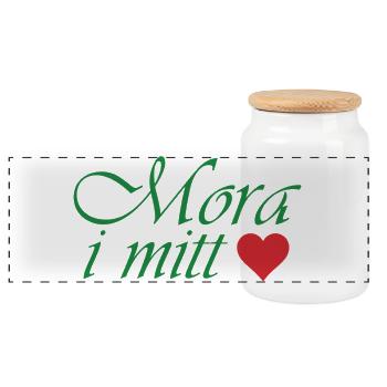 Mora in my heart - Panoramic Cookie Jar with Wooden Lid - white - Front