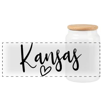 Kansas Heart Women's Love Kansas - Panoramic Cookie Jar with Wooden Lid - white - Front