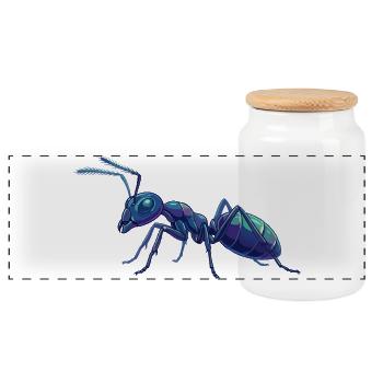 Détails de fourmis bleues Macro graphiques vectoriels Fourmis - Boîte à biscuits avec couvercle en bois - blanc - Devant