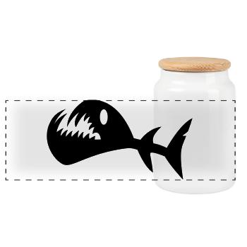 Battle Swimmer Fish - Panoramic Cookie Jar with Wooden Lid - white - Front
