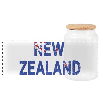 Logo de la Nouvelle-Zélande Drapeau de la Nouvelle-Zélande - Boîte à biscuits avec couvercle en bois - blanc - Devant