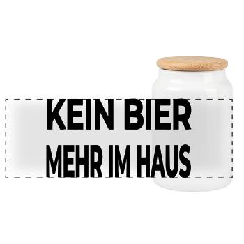 Bier - Panorama Keksdose mit Holzdeckel - Weiß - Vorne