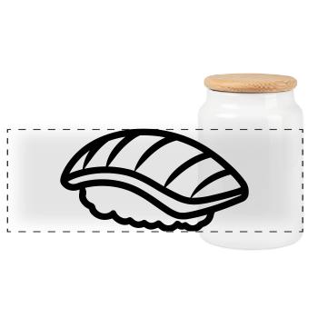 sushi - Boîte à biscuits avec couvercle en bois - blanc - Devant