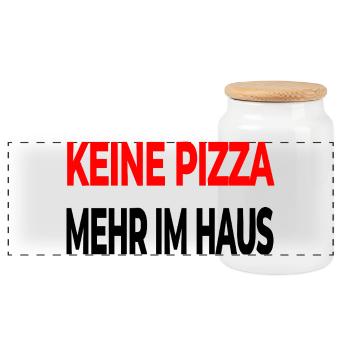 Pizza - Panorama Keksdose mit Holzdeckel - Weiß - Vorne