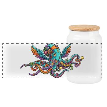 Créatures fantastiques de pieuvre steampunk colorée avec des ailes - Boîte à biscuits avec couvercle en bois - blanc - Devant