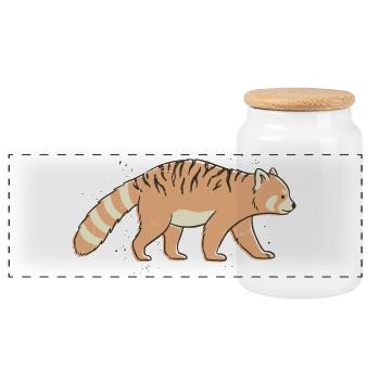 Red Tiger Striped Panda - Panoramic Cookie Jar with Wooden Lid - white - Front