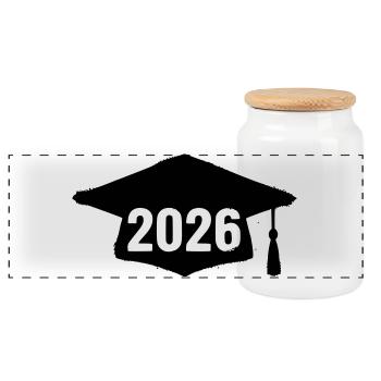 Doctoral Degree 2026 Grunge - Panoramic Cookie Jar with Wooden Lid - white - Front