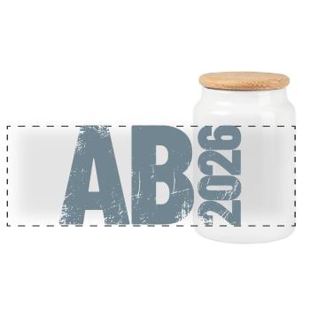 Abi 2026 - Abitur - Geschenk | minimal Design - Panorama Keksdose mit Holzdeckel - Weiß - Vorne