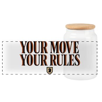 Échecs Ton Coup Tes Règles - Design Cavalier - Boîte à biscuits avec couvercle en bois - blanc - Devant