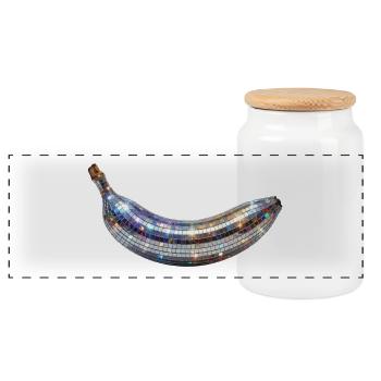 Disco Banana - Boîte à biscuits avec couvercle en bois - blanc - Devant