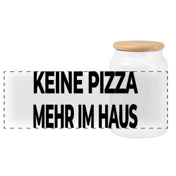 Pizza - Panorama Keksdose mit Holzdeckel - Weiß - Vorne