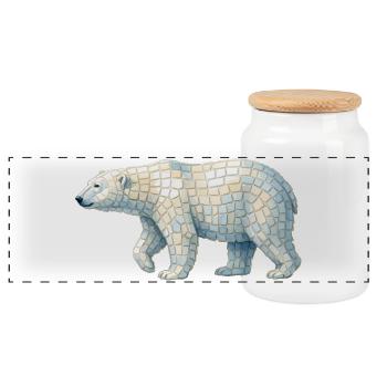 Mosaïque d’ours polaires - Art animalier géométrique - Boîte à biscuits avec couvercle en bois - blanc - Devant