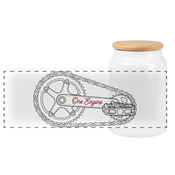 vélo One Engine - Cadeau pour Cyclistes - Boîte à biscuits avec couvercle en bois - blanc - Devant